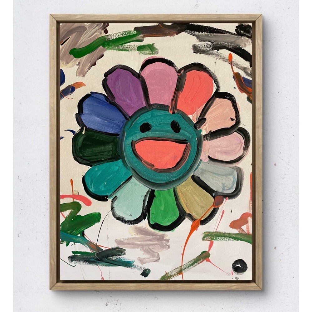 Oman Original Art 11x14 Neo Expressionist Canvas Murakami Flower Painting Fine
